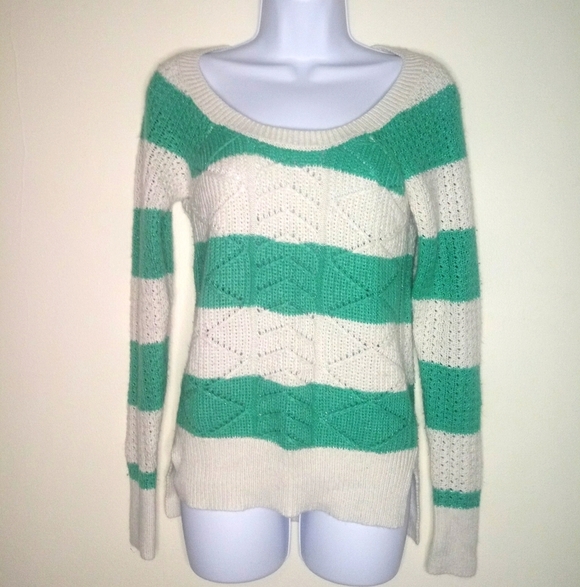 SO green and white striped knit sweater - Picture 12 of 14